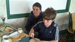 Zac and Ash enjoying breakfast at Chy an Kerensa Guest House, Cliff Road, Perranporth